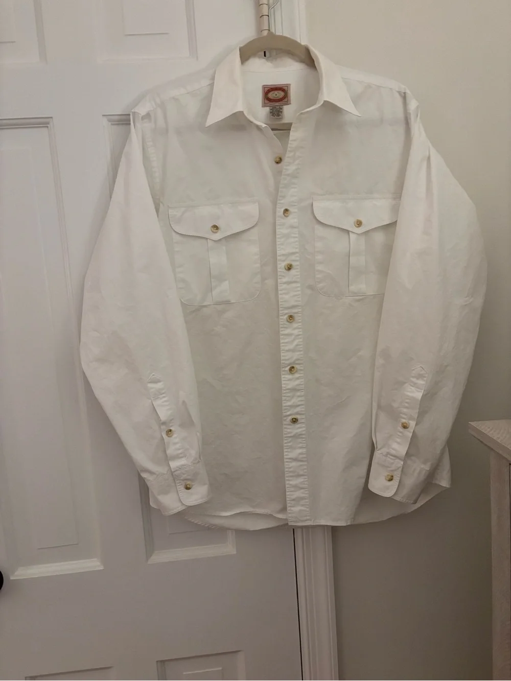 Vintage Banana Republic Safari Shirt White 100% Cotton Large Made in Hong Kong